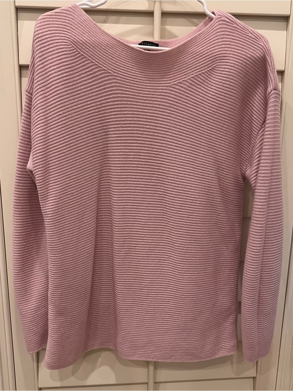 Talbots Light Pink Ribbed Crewneck Sweater. Soft Mauve